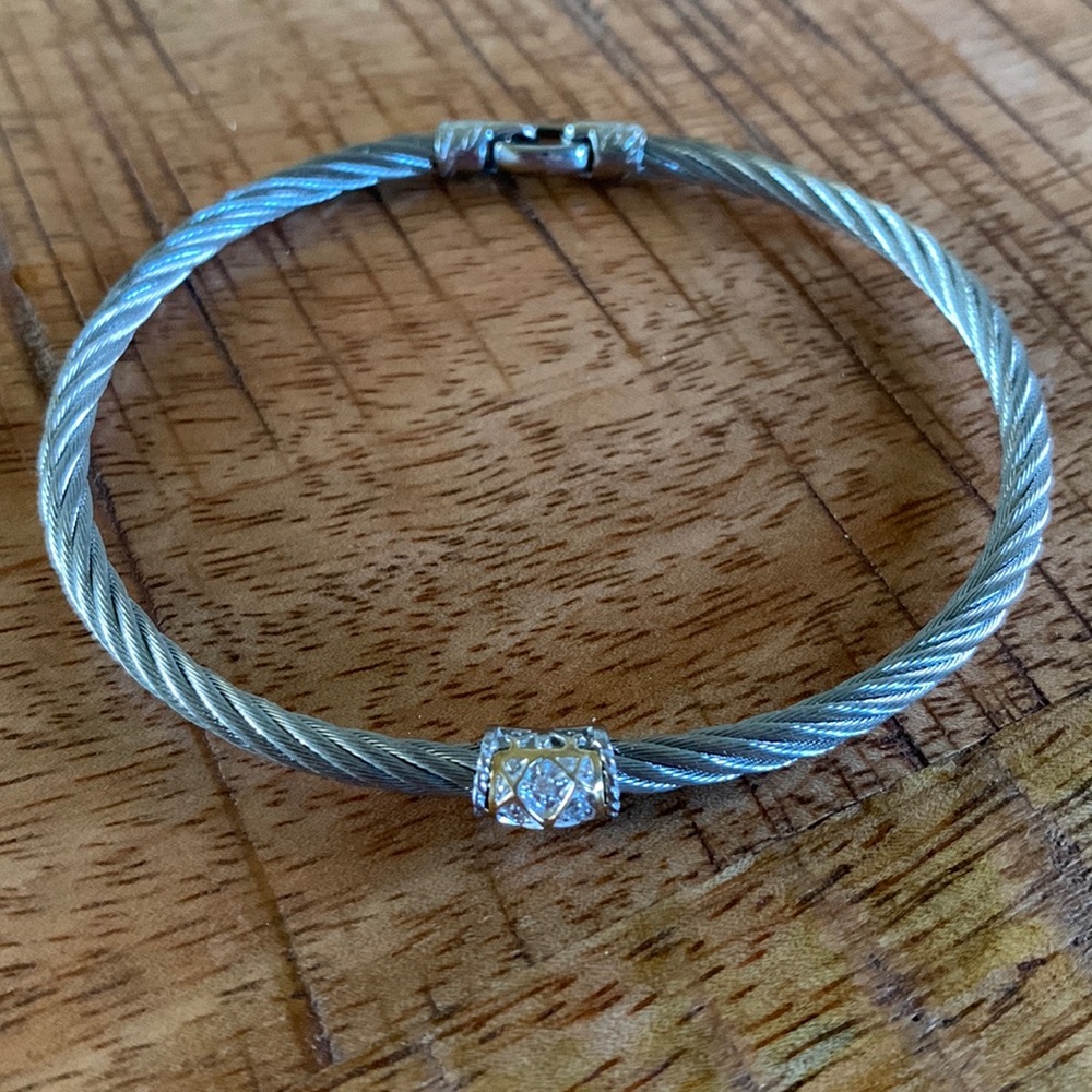 Charriol Steel & Gold Cable Bracelet with Diamonds